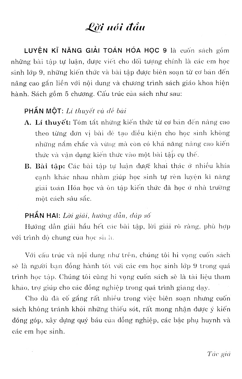 luyện kỹ năng giải toán hóa học 9