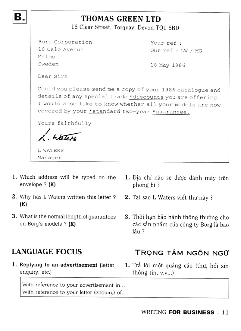 luyện kỹ năng viết thư tín thương mại - writing for business