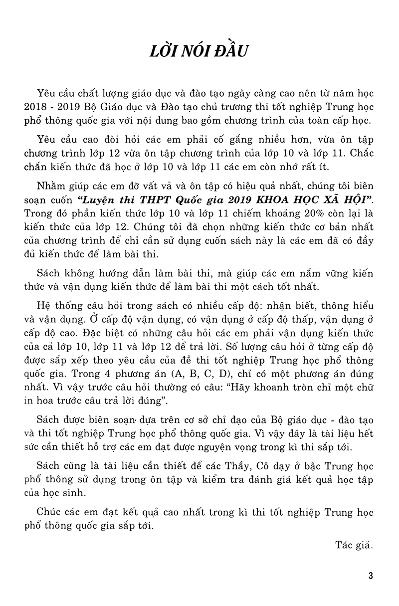 luyện thi trung học phổ thông quốc gia 2019 - khoa học xã hội (biên soạn theo chương trình trắc nghiệm)