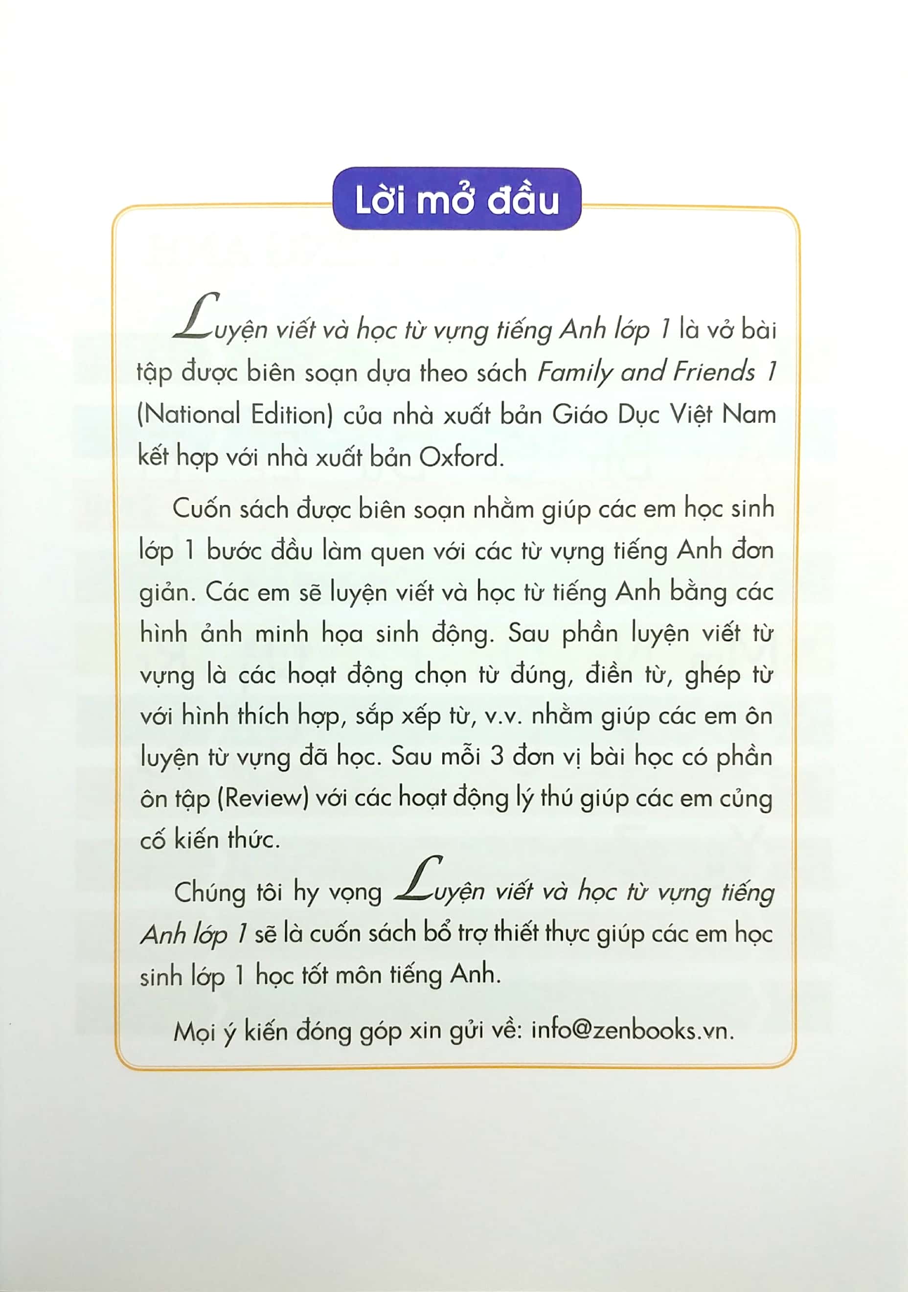 luyện viết và học từ vựng tiếng anh lớp 1 - theo chương trình family and friends (national edition) (2022)