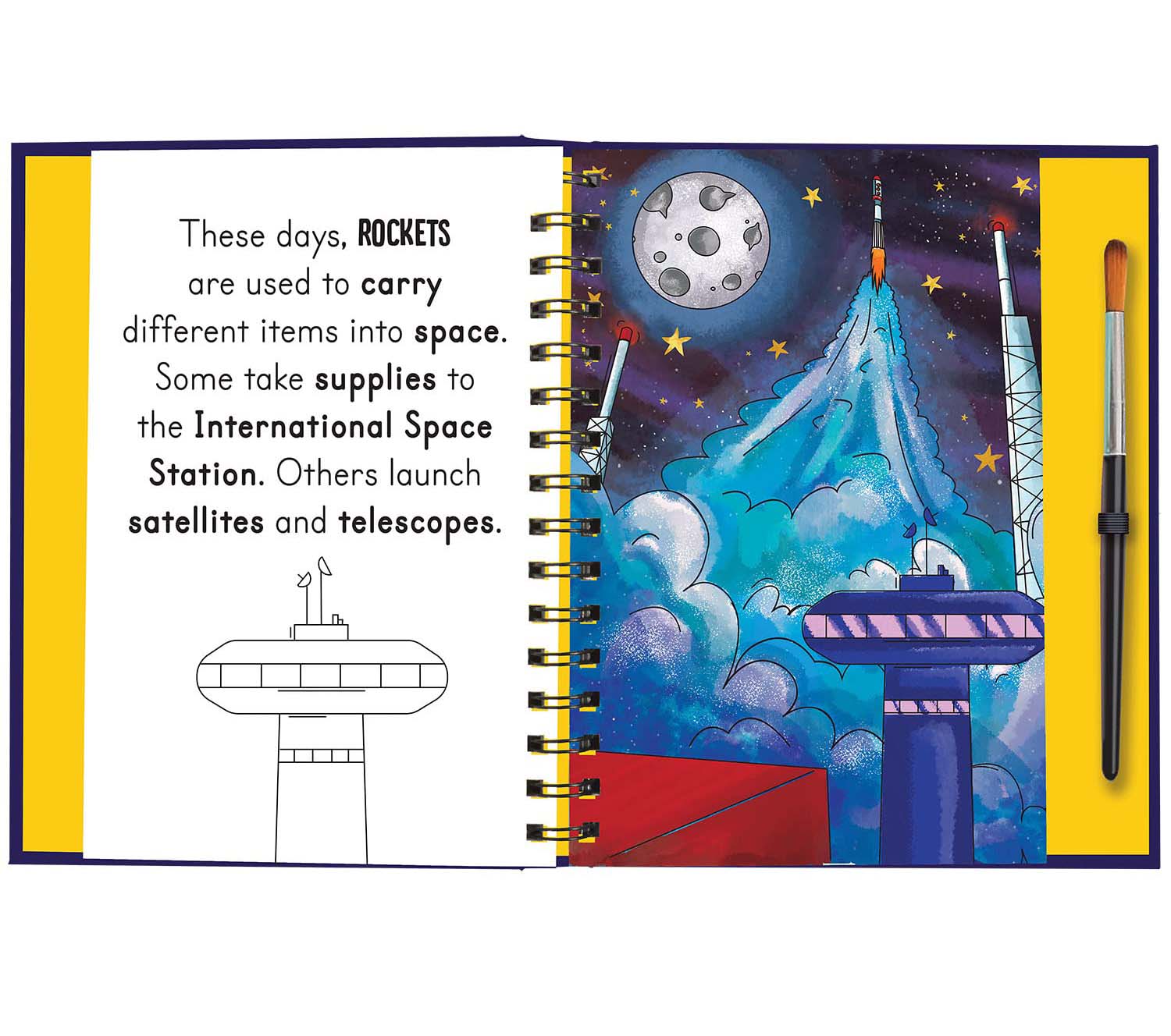 magic water colouring - blast off into space