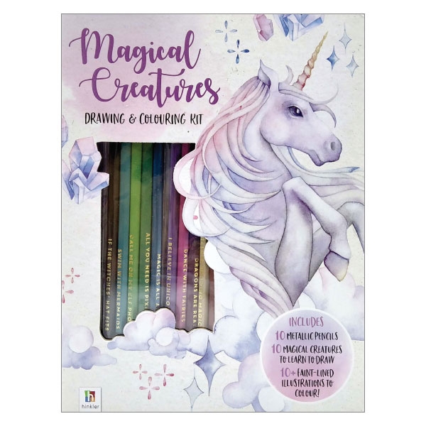 magical creatures drawing & colouring kit
