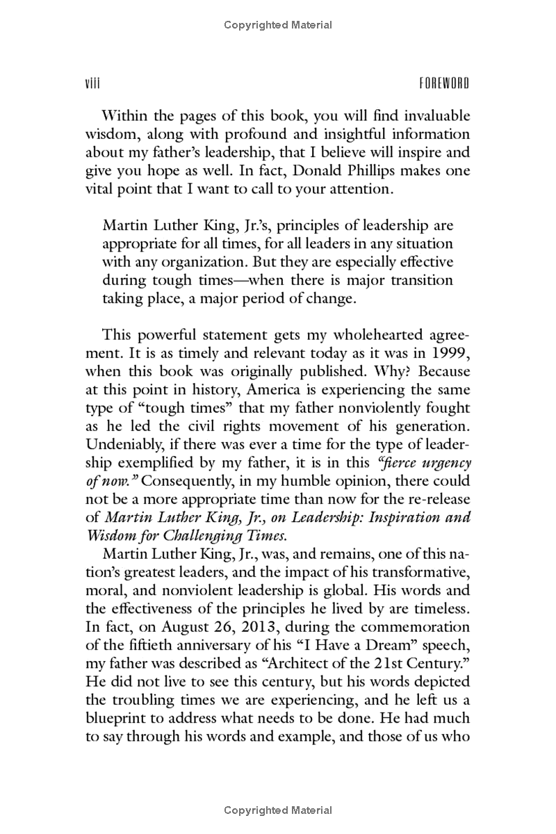 martin luther king, jr., on leadership: inspiration and wisdom for challenging times