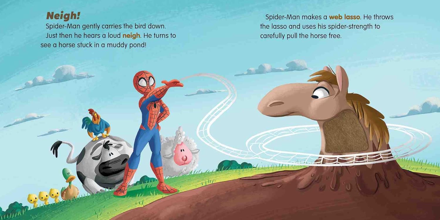 marvel beginnings - spider man goes to the farm