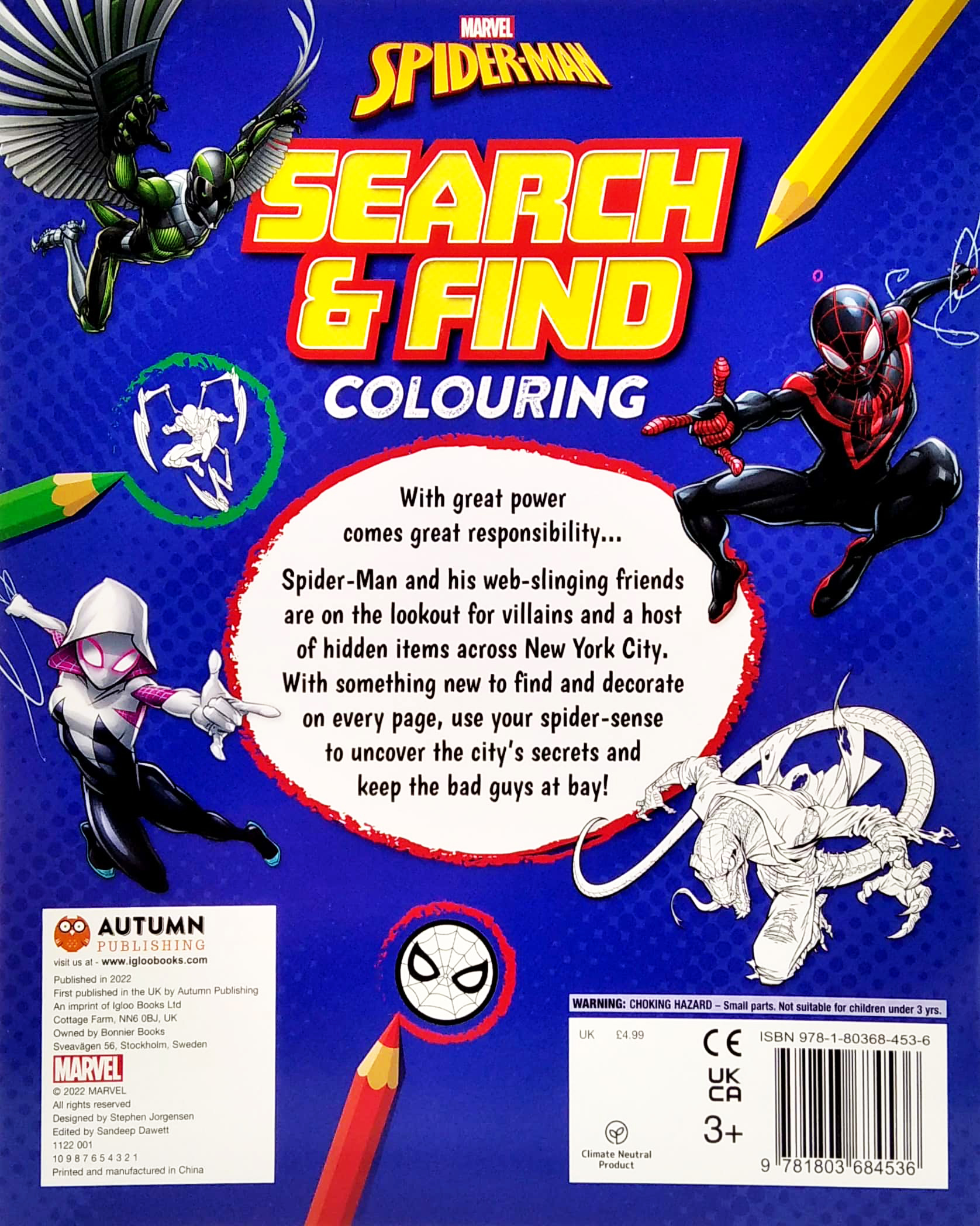 marvel spider-man: search & find colouring