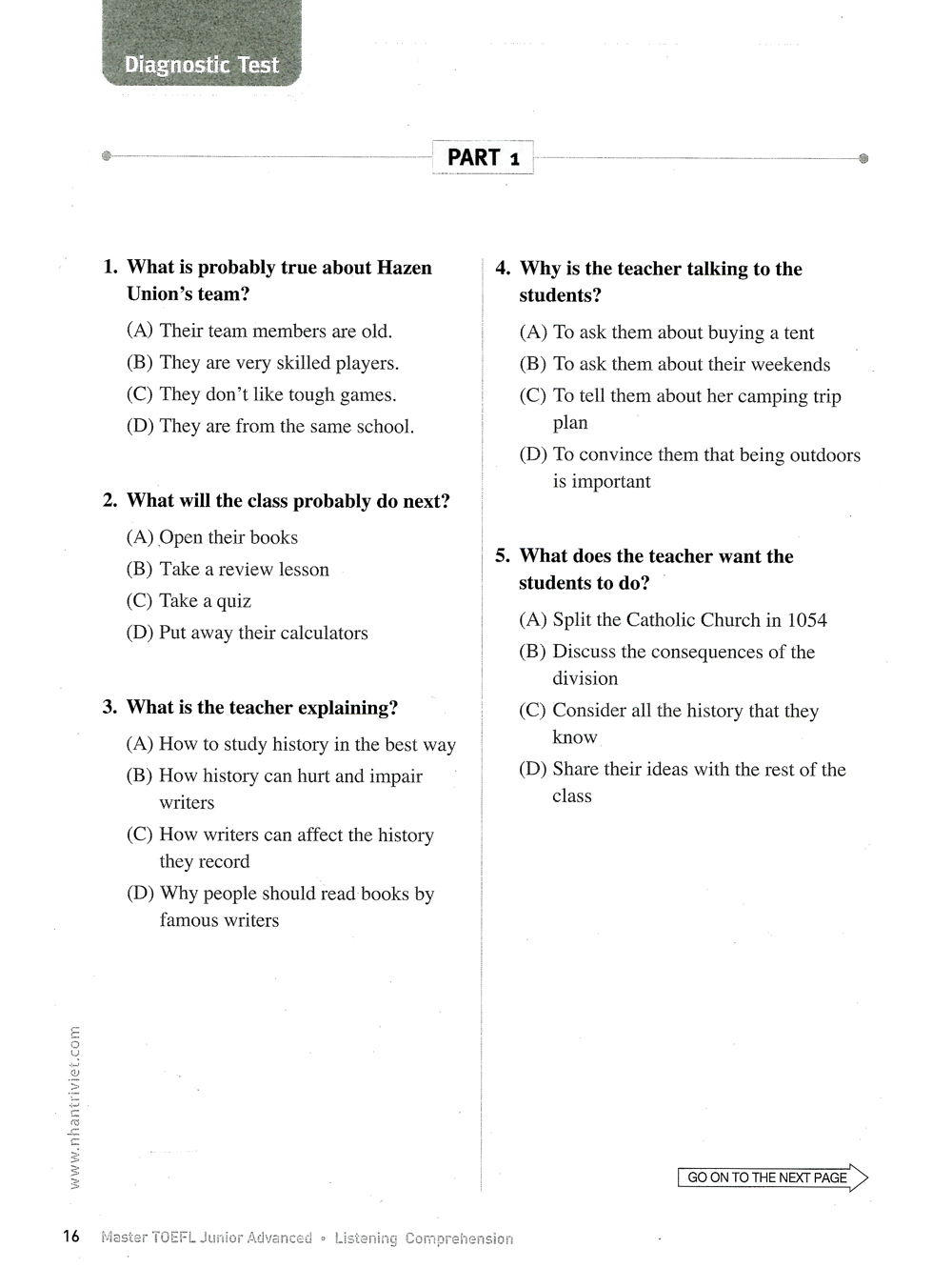 master toefl junior-advanced (cefr level b2)-listening comprehension (+cd)