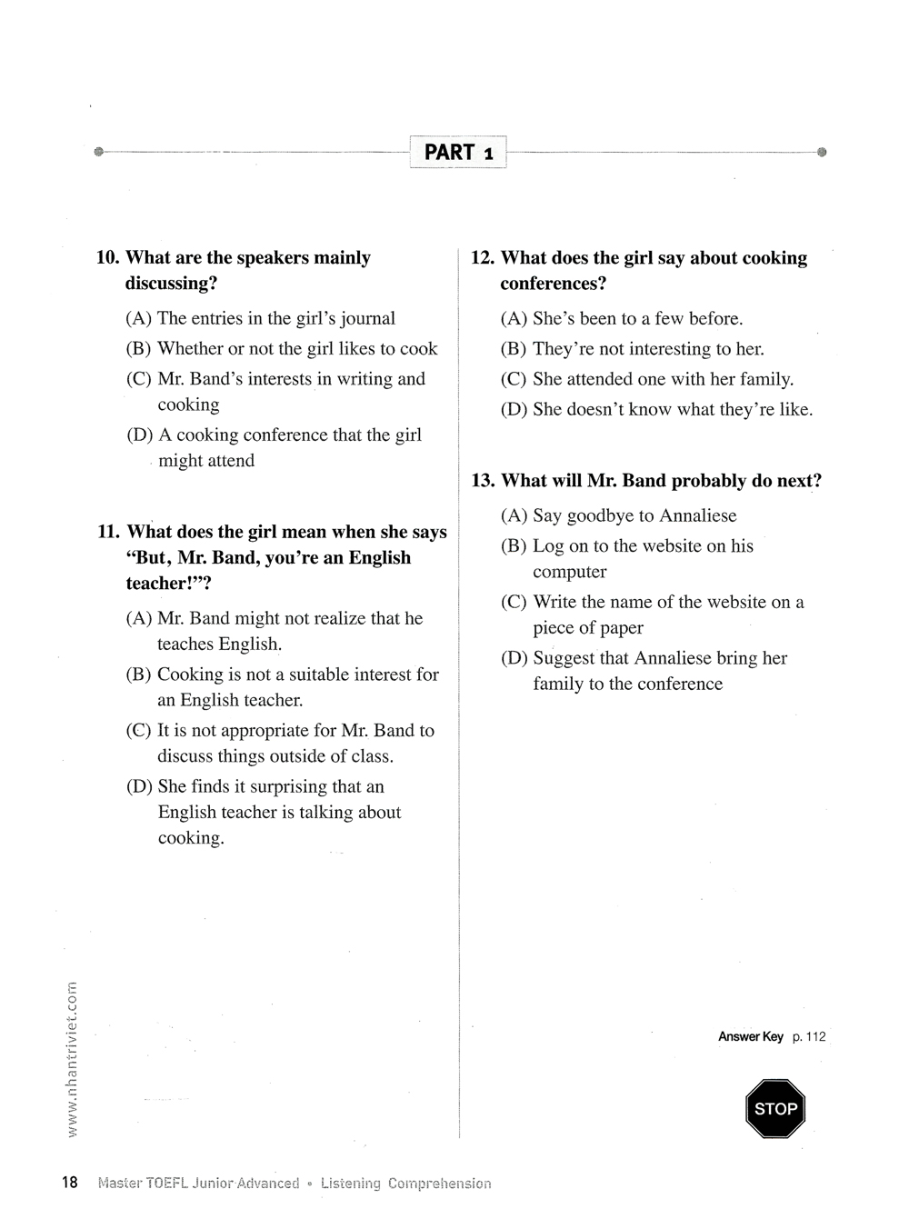 master toefl junior-advanced (cefr level b2)-listening comprehension (+cd)