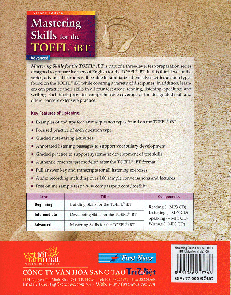 mastering skills for the toefl ibt - listening - kèm cd