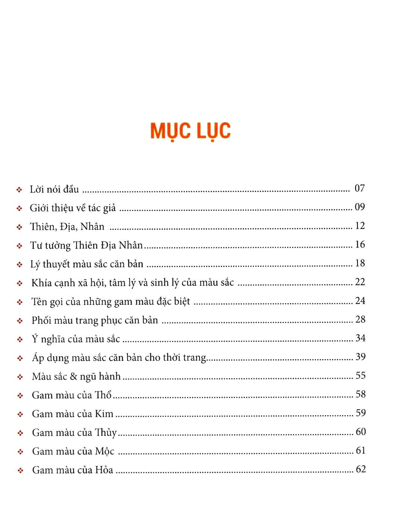 màu sắc theo phong thuỷ đông tây
