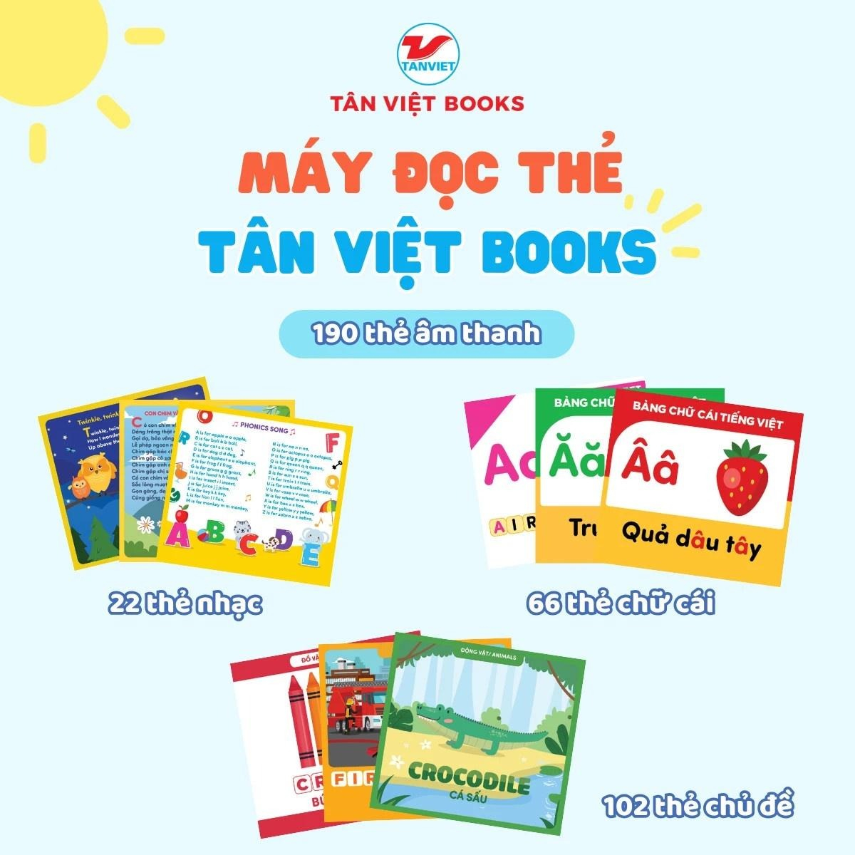 máy đọc thẻ tân việt book 3 trong 1 - song ngữ anh-việt - màu xanh