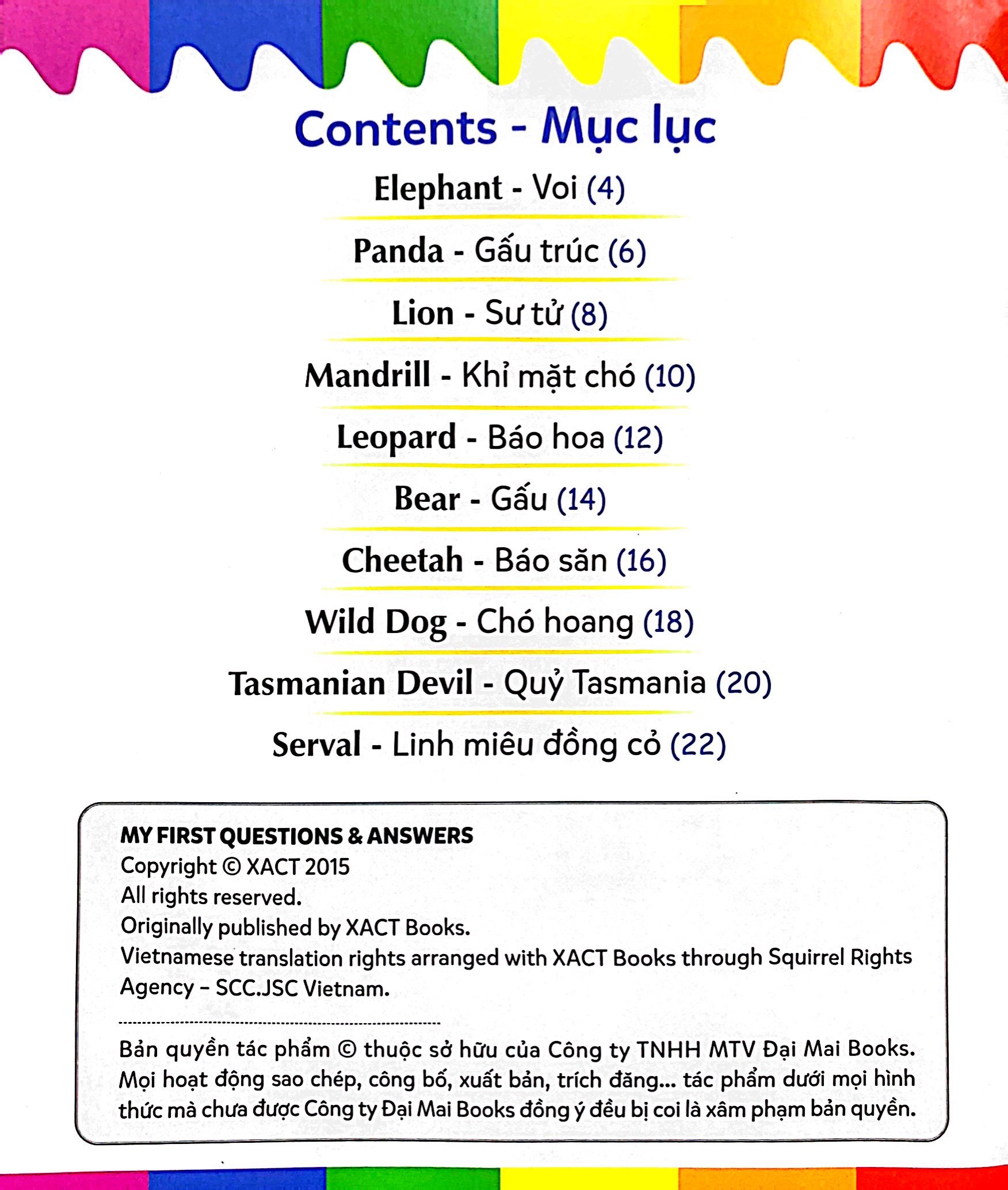 mẹ hỏi bé trả lời - song ngữ anh-việt - wild animals - động vật hoang dã (dành cho trẻ từ 2-7 tuổi)