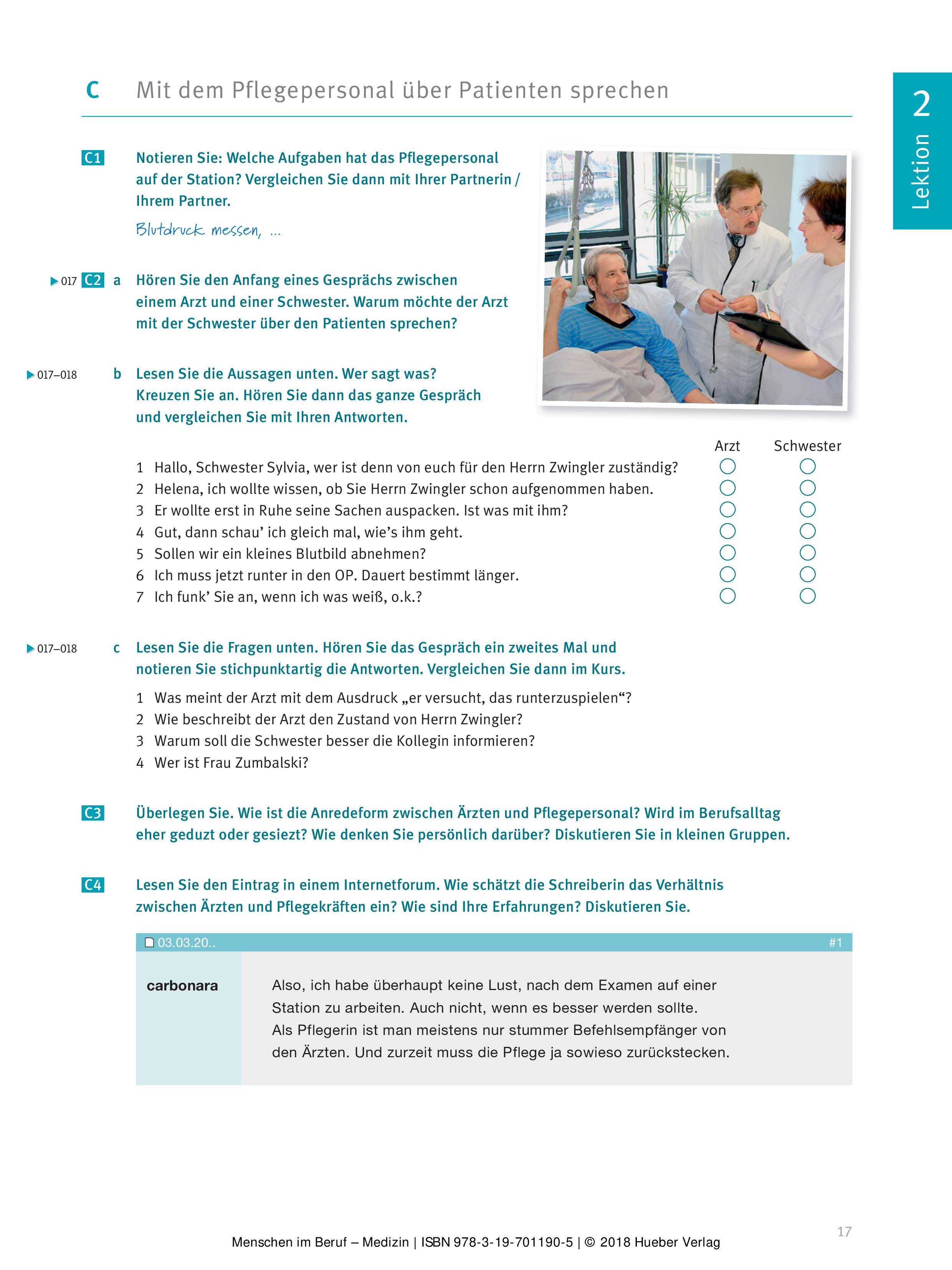 menschen im beruf - medizin: deutsch als fremdsprache / kursbuch mit mp3-cd