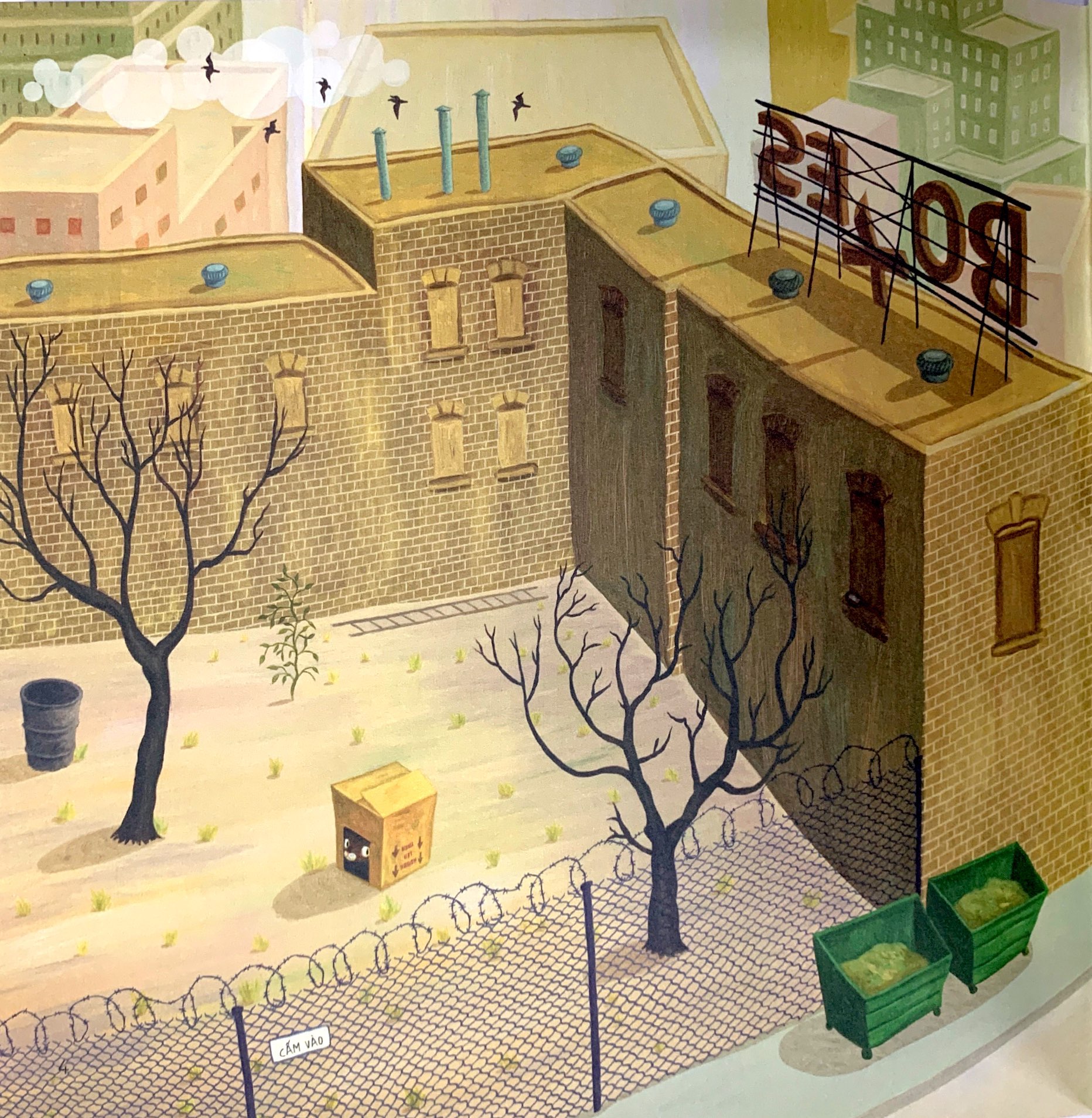 mèo lang thang và bồ câu nhí