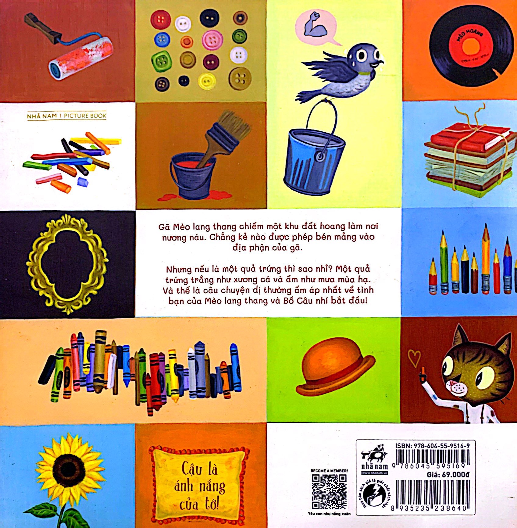 mèo lang thang và bồ câu nhí