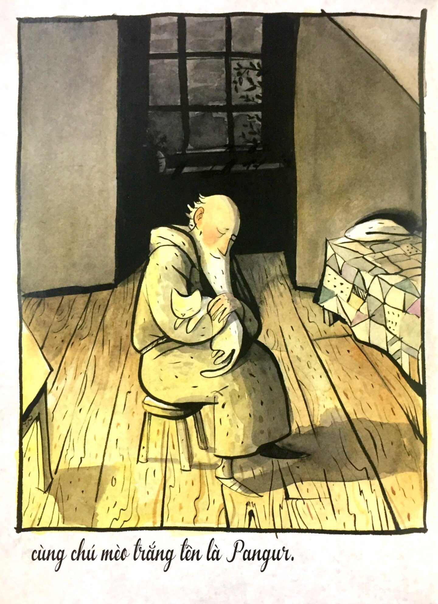 mèo trắng pangur và vị tu sĩ