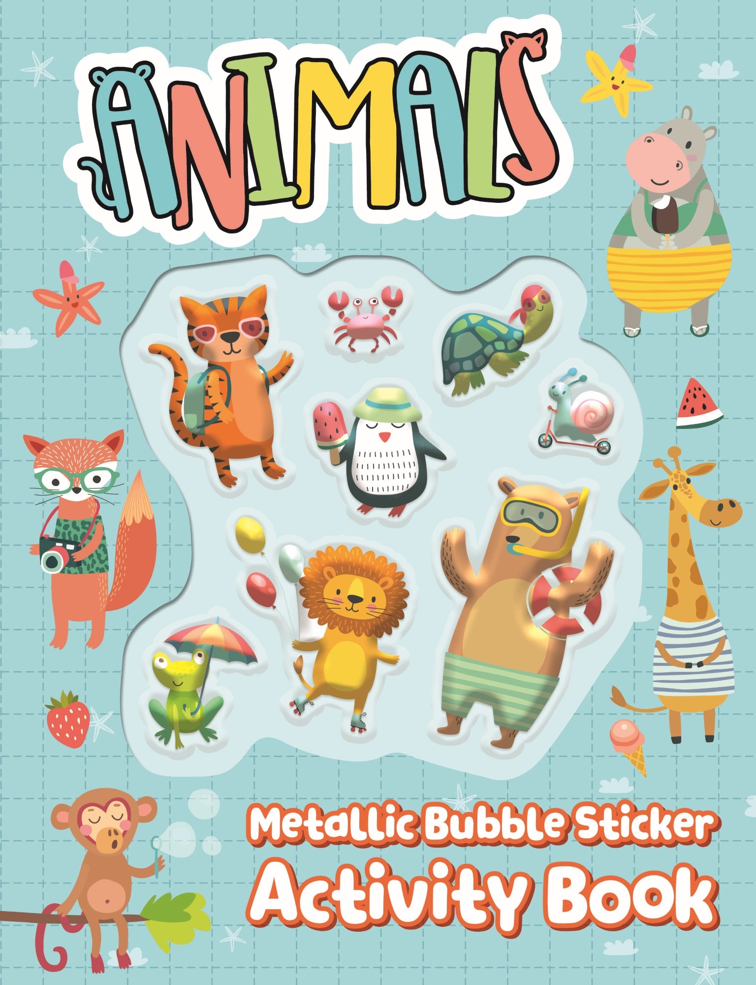 metallic bubble sticker activity book - animals
