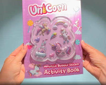 metallic bubble sticker activity book - unicorn