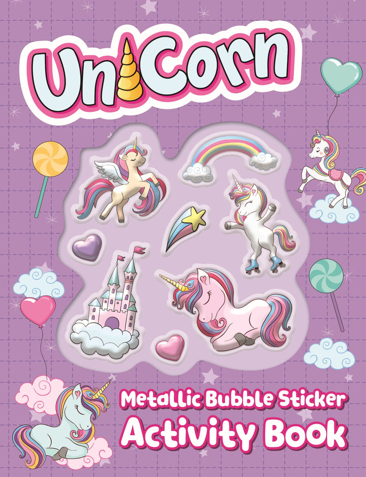 metallic bubble sticker activity book - unicorn