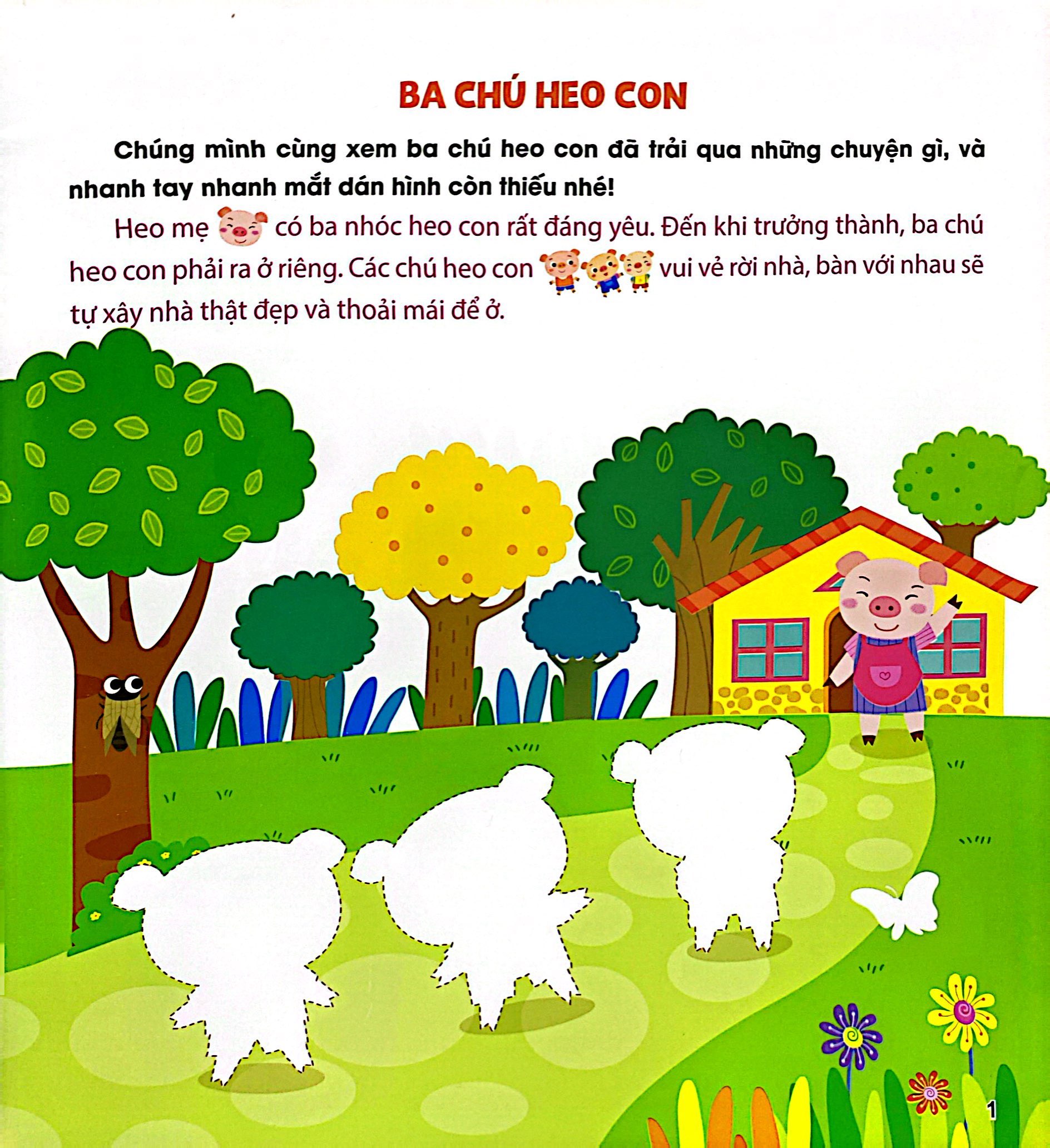 miếng dán hình vui nhộn - ba chú heo con (2-6 tuổi)