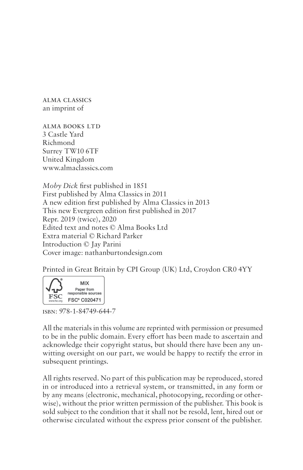 moby dick (alma classics evergreens)