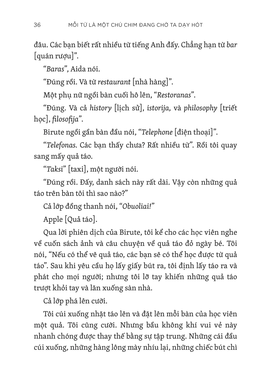 mỗi từ là một chú chim đang chờ ta dạy hót