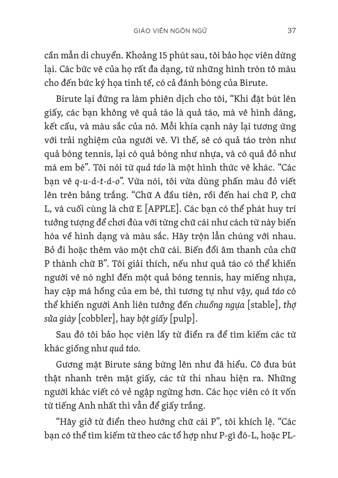 mỗi từ là một chú chim đang chờ ta dạy hót