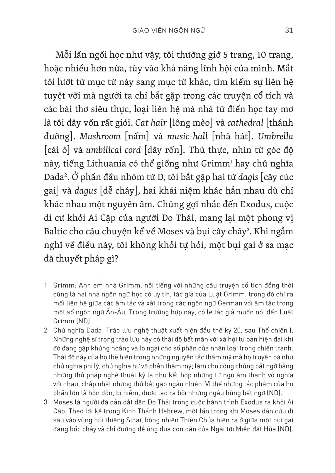 mỗi từ là một chú chim đang chờ ta dạy hót
