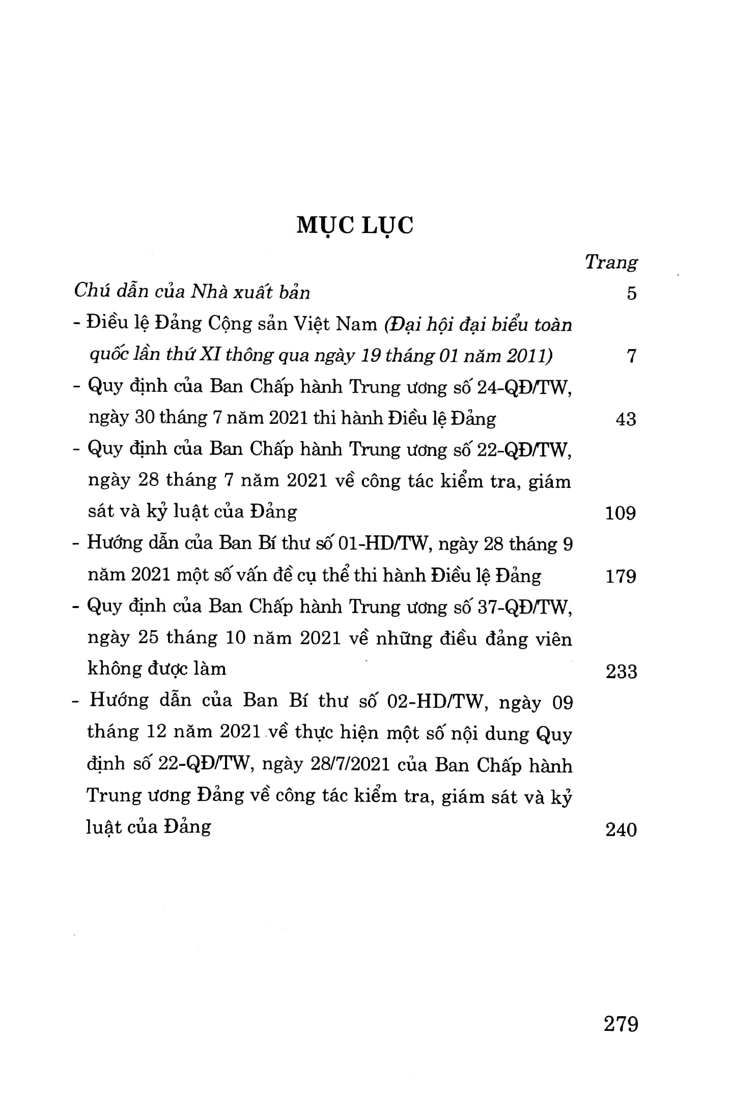 một số văn bản về công tác đảng và quy định, hướng dẫn thi hành