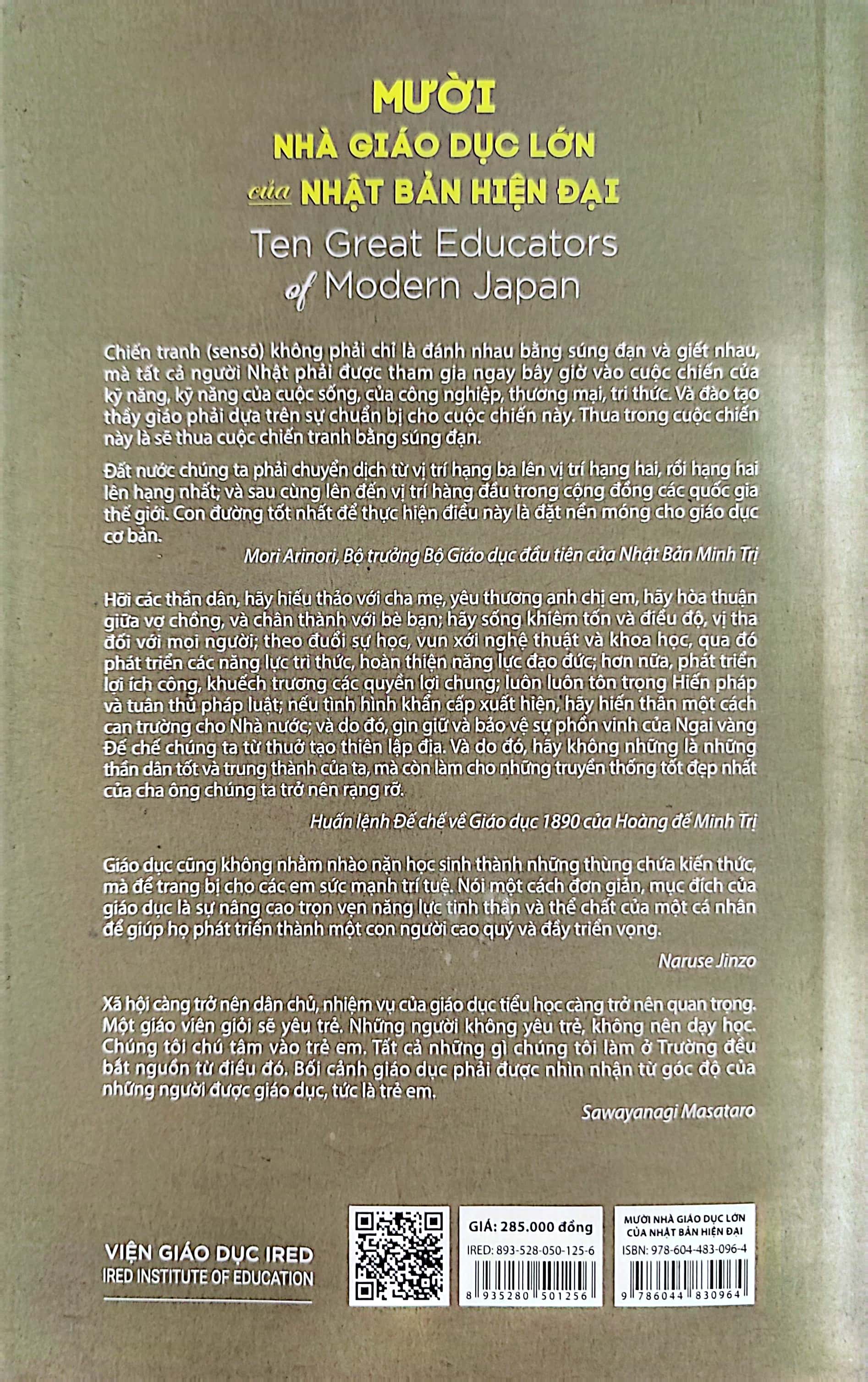 mười nhà giáo dục lớn của nhật bản hiện đại - một cách nhìn nhật bản - bìa cứng
