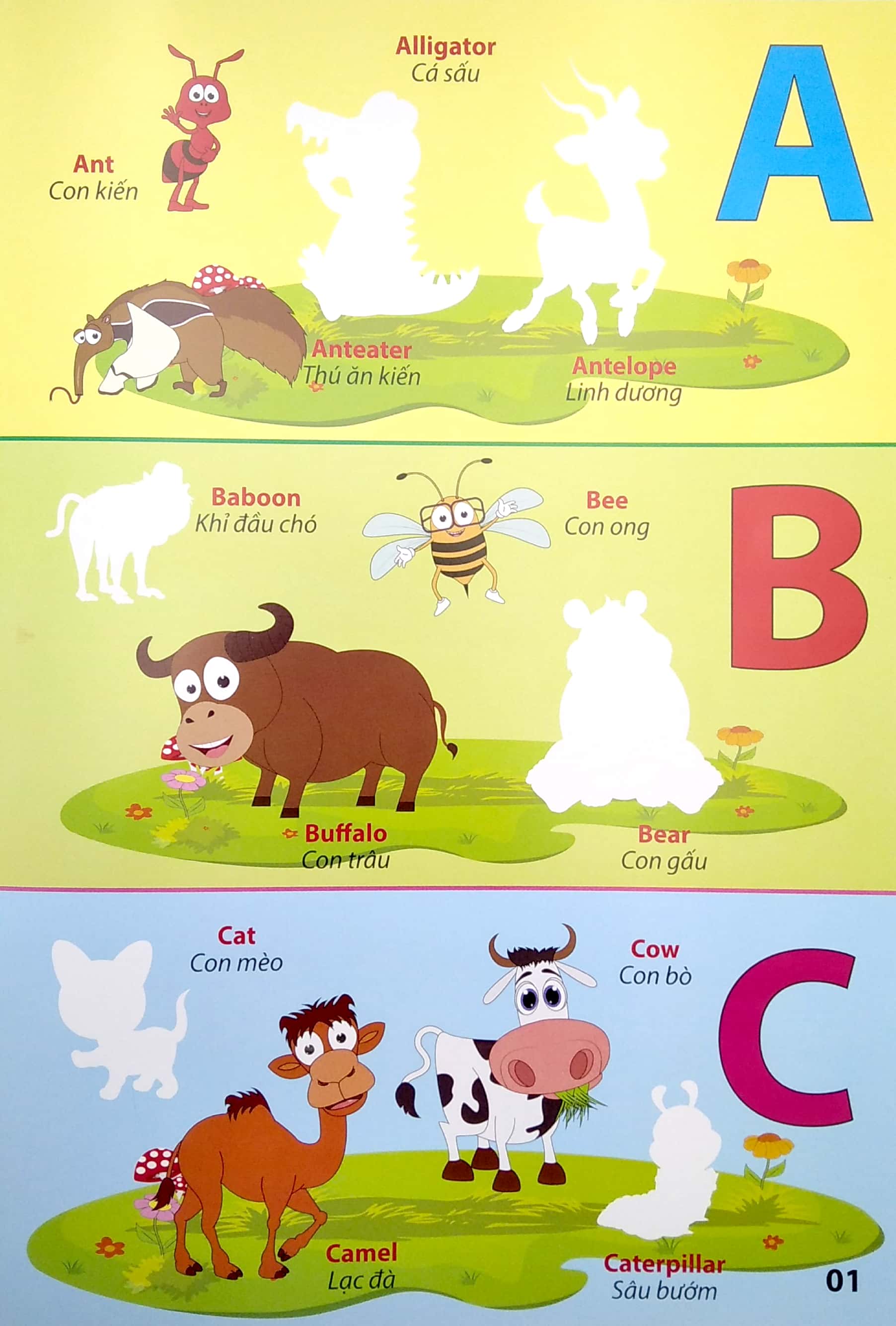 my first book stickers - bảng chữ cái tiếng anh - động vật