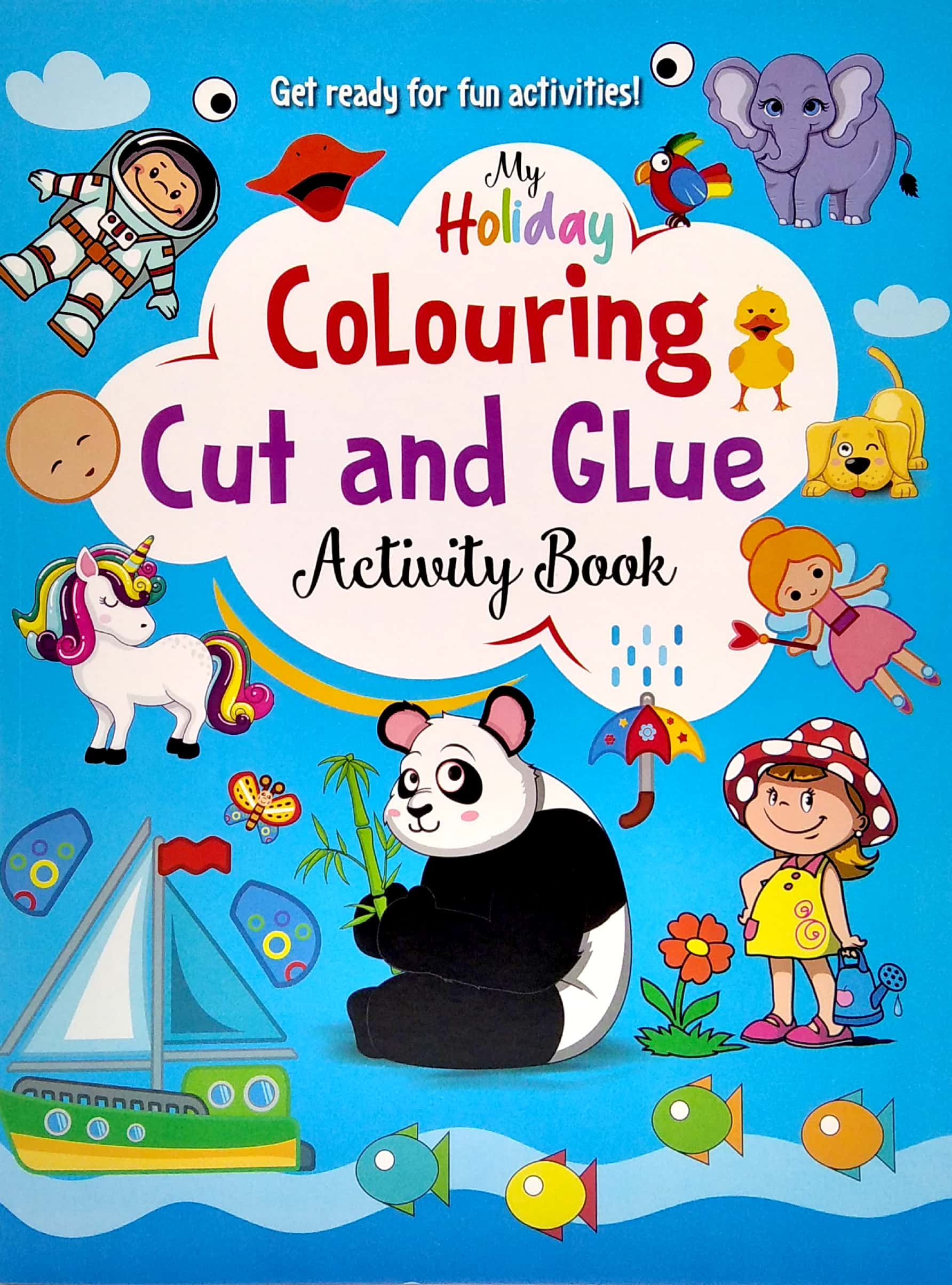 my holiday colouring cut and glue activity book