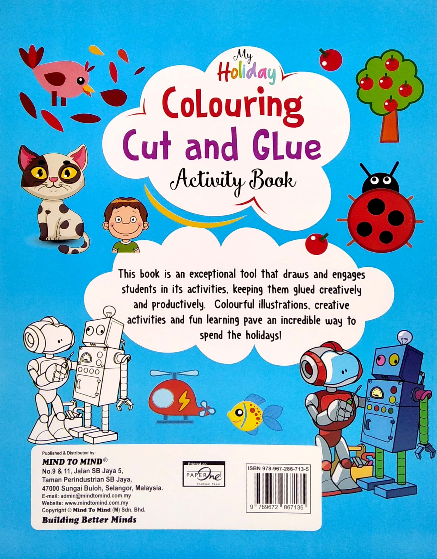 my holiday colouring cut and glue activity book