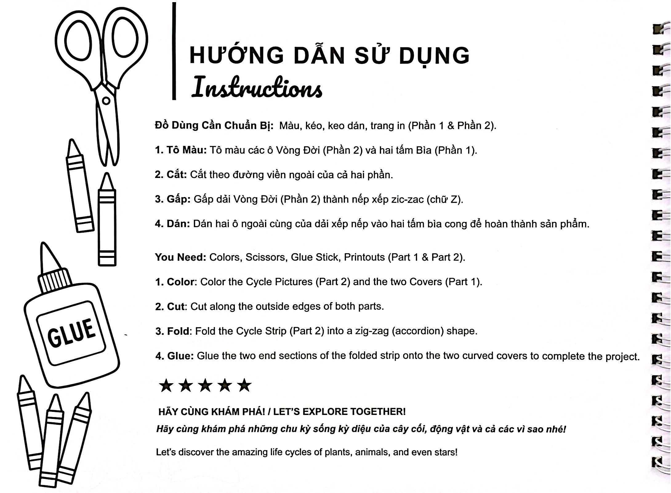 My Life Cycle Activity Book - Vòng Đời Kỳ Diệu - Khám Phá Tự Nhiên Qua Tô Màu, Cắt Dán, Và Gấp