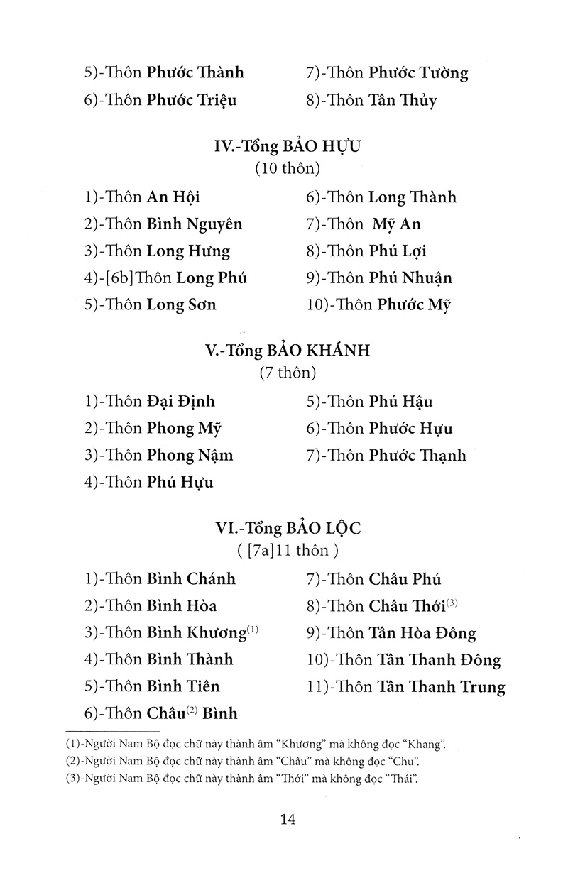 nam kỳ địa hạt tổng thôn danh hiệu mục lục