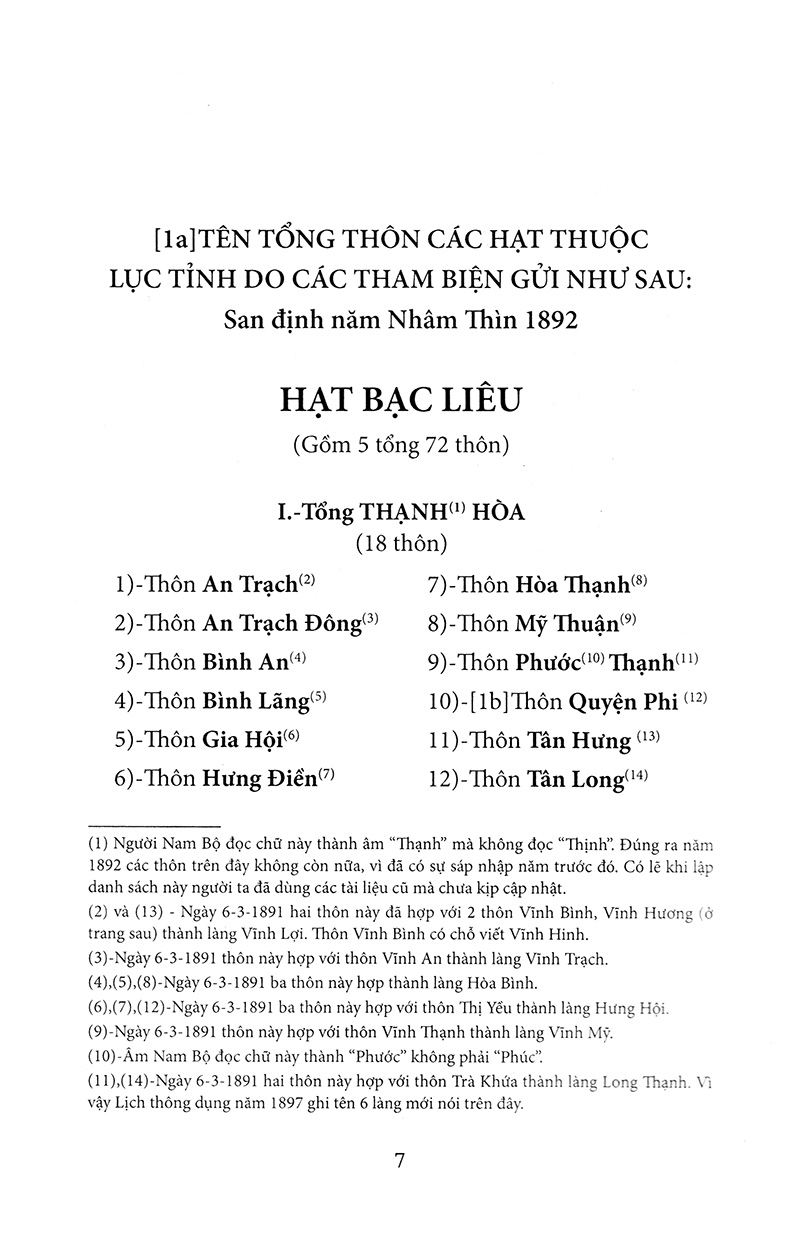 nam kỳ địa hạt tổng thôn danh hiệu mục lục