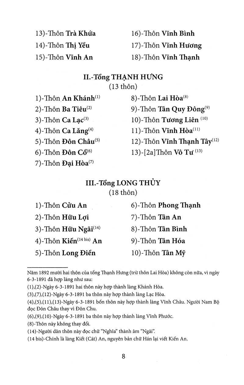 nam kỳ địa hạt tổng thôn danh hiệu mục lục