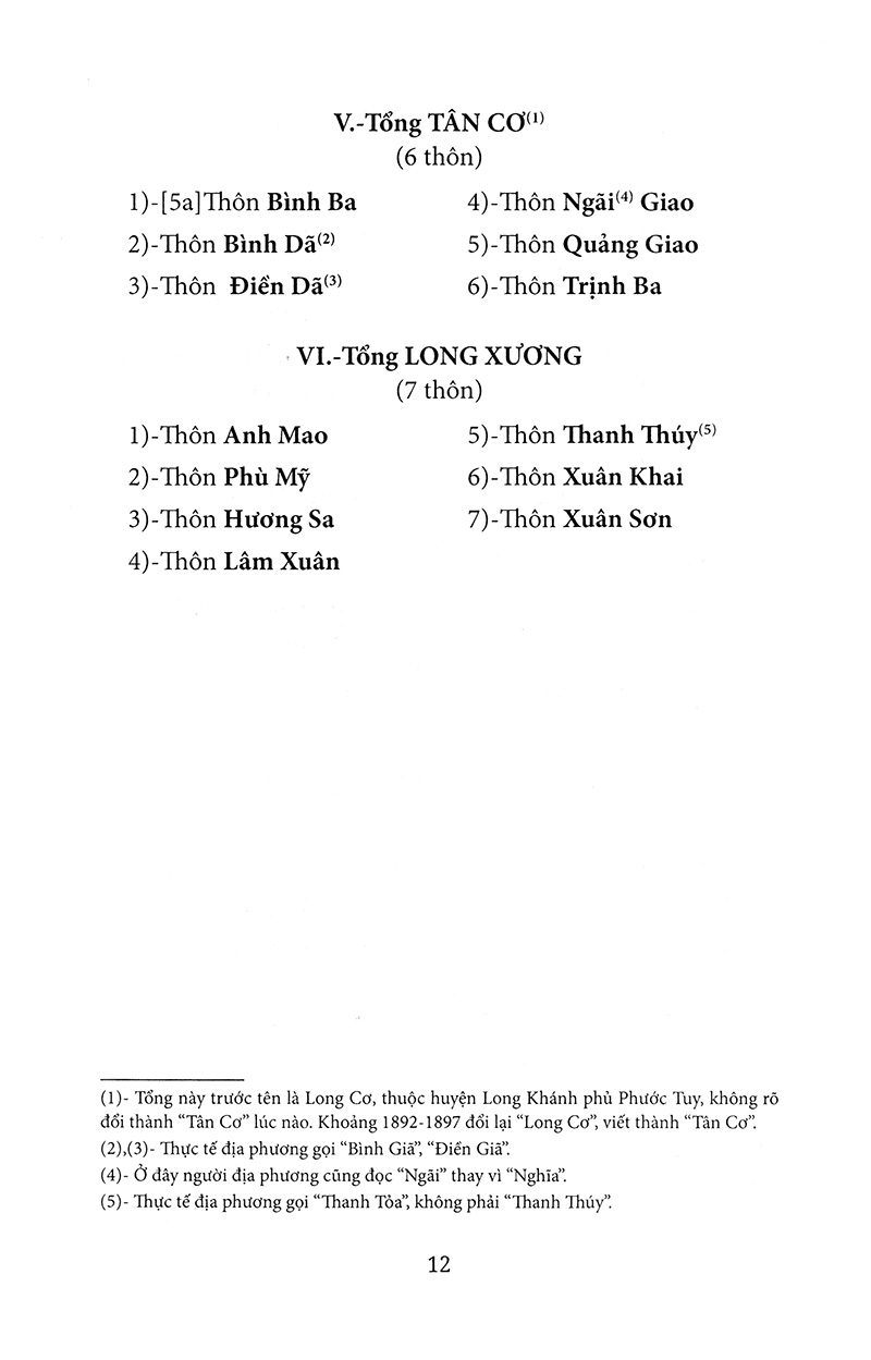 nam kỳ địa hạt tổng thôn danh hiệu mục lục