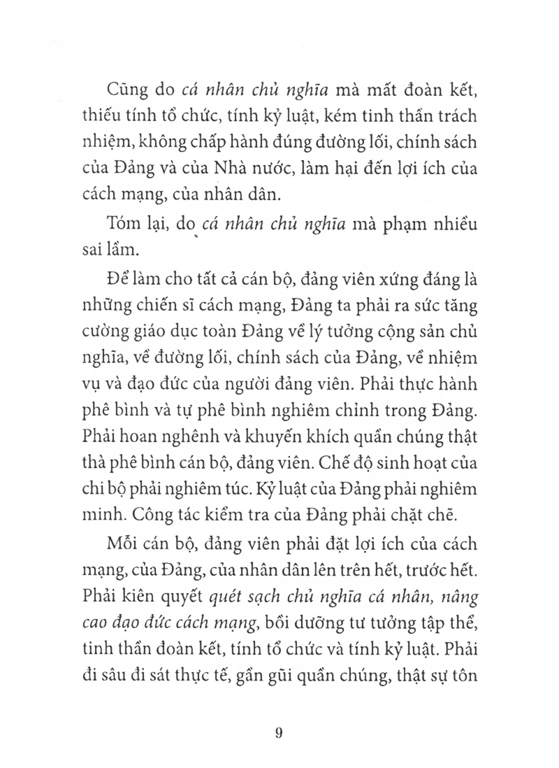 nâng cao đạo đức cách mạng, quét sạch chủ nghĩa cá nhân (tái bản 2024)