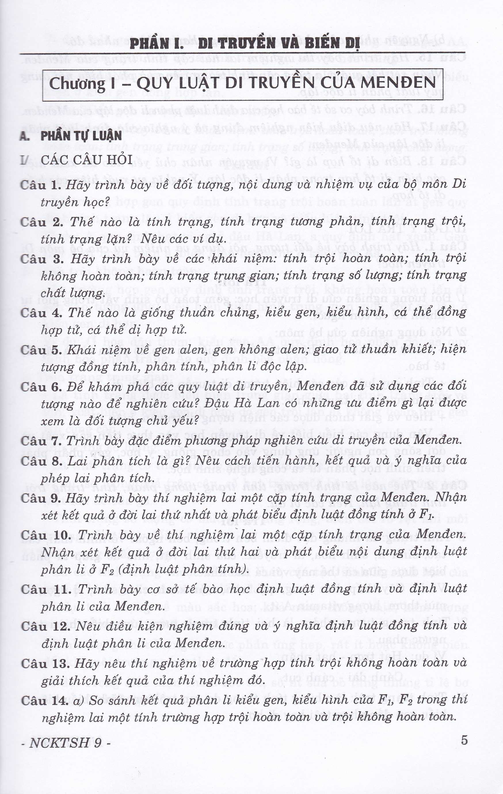 nâng cao kiến thức sinh học 9