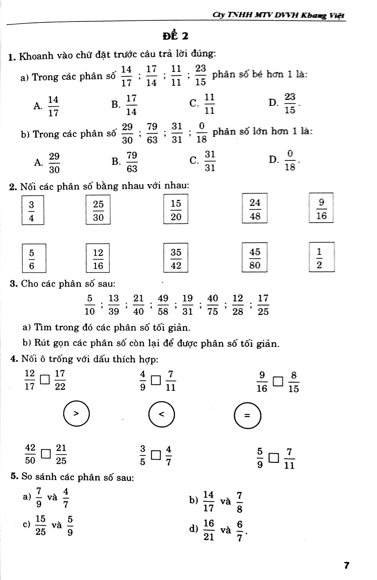 nâng cao và phát triển toán 5