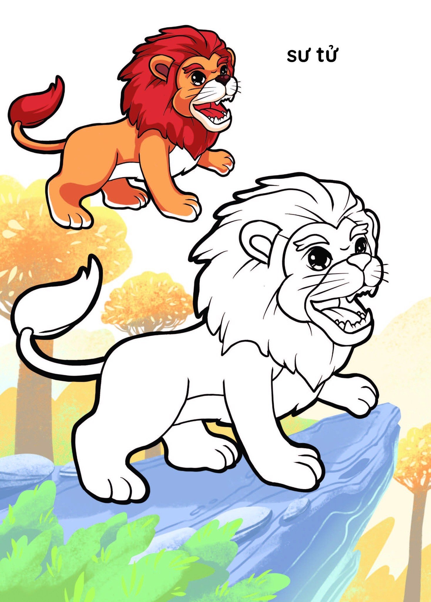 nào mình cùng tô màu nhé! - rừng xanh