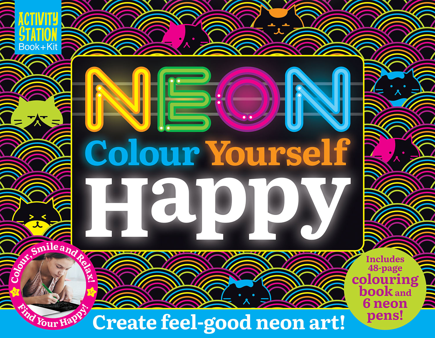 neon colour yourself happy (activity station book + kit)