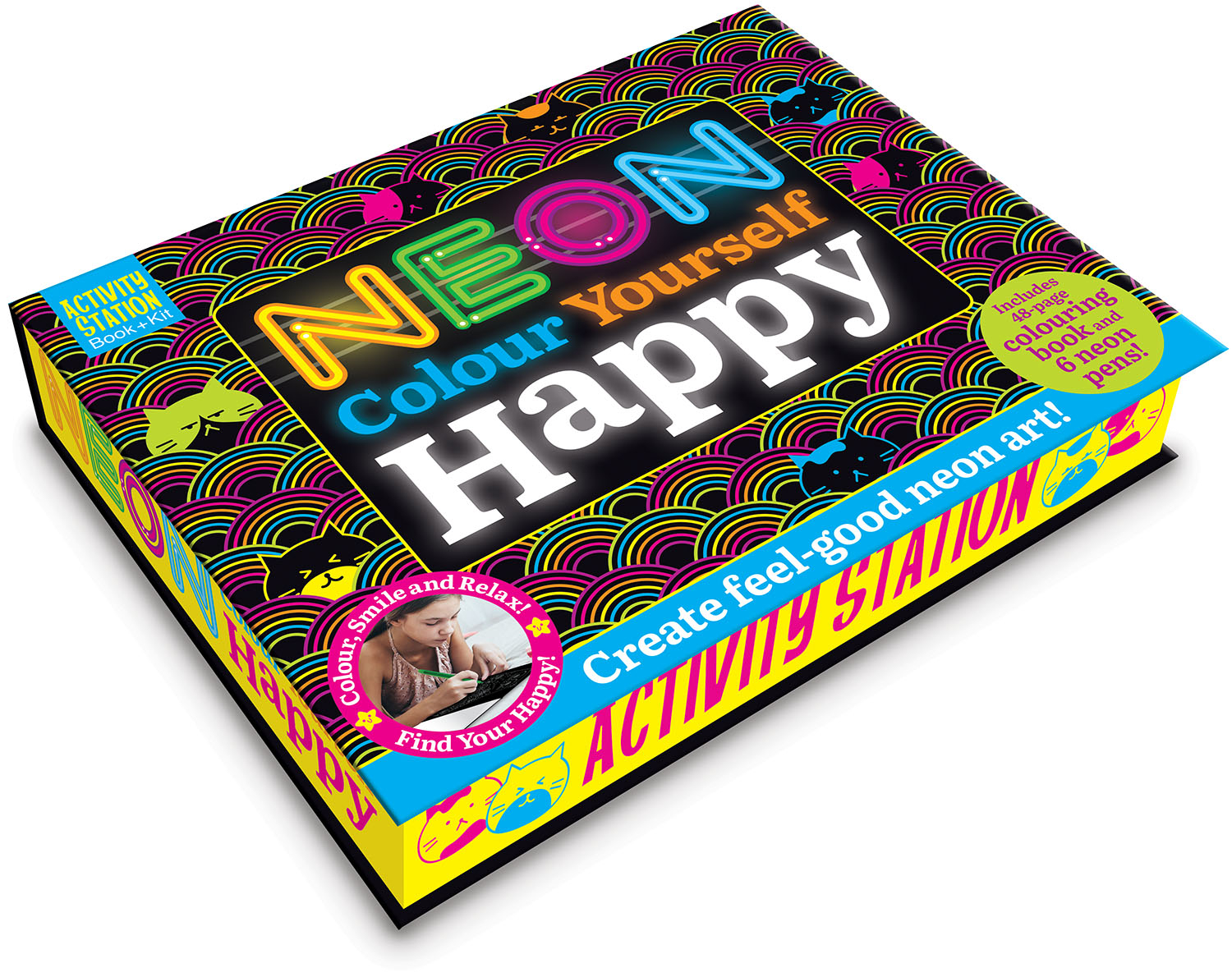 neon colour yourself happy (activity station book + kit)