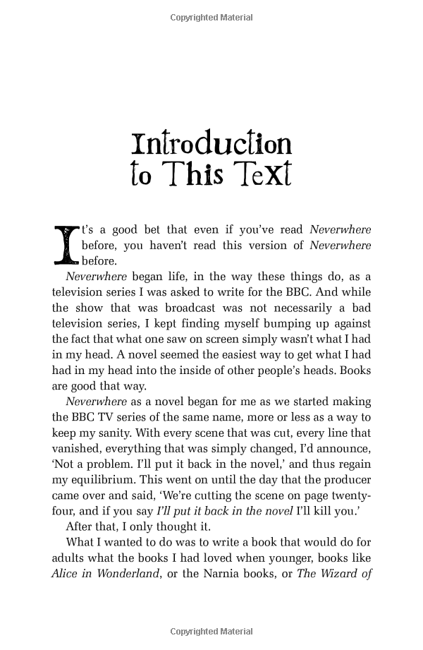 neverwhere: author's preferred text