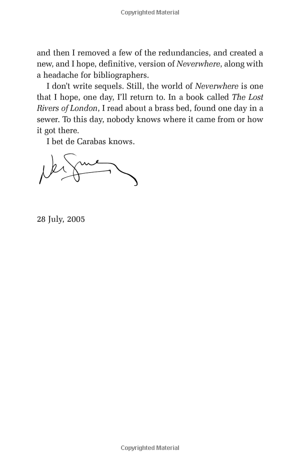 neverwhere: author's preferred text