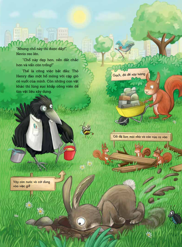 nevio chú chuột dũng cảm - một ngôi nhà được xây như thế nào , có những ai làm việc trên công trường và cần cẩu dùng để làm gì?