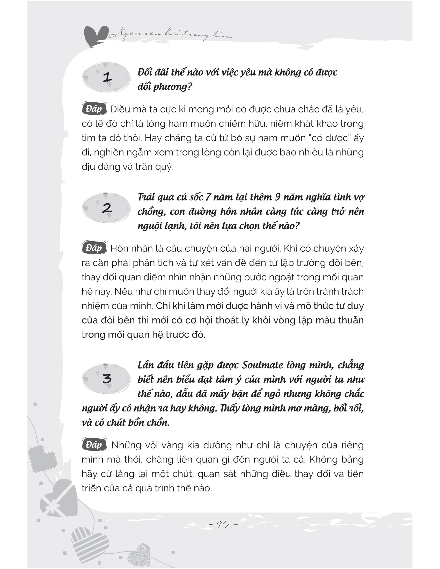 ngàn câu hỏi trong tim: sống thanh tâm tĩnh, sống vui tâm an