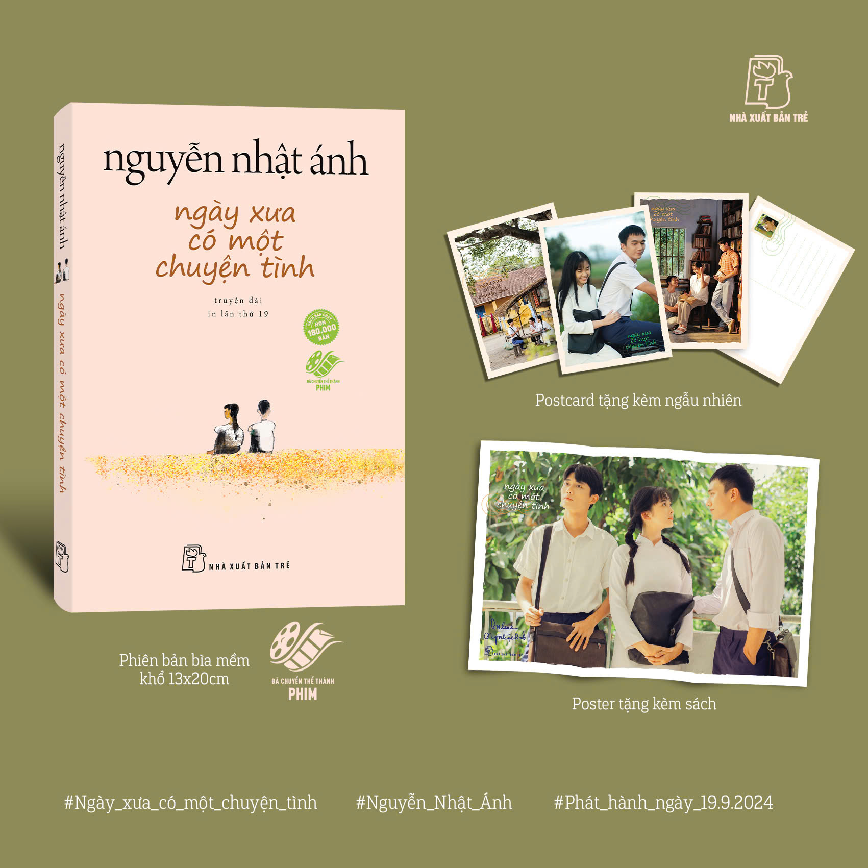 ngày xưa có một chuyện tình - khổ thường - bìa hồng - tặng kèm poster hình ảnh phim và postcard hình ảnh phim