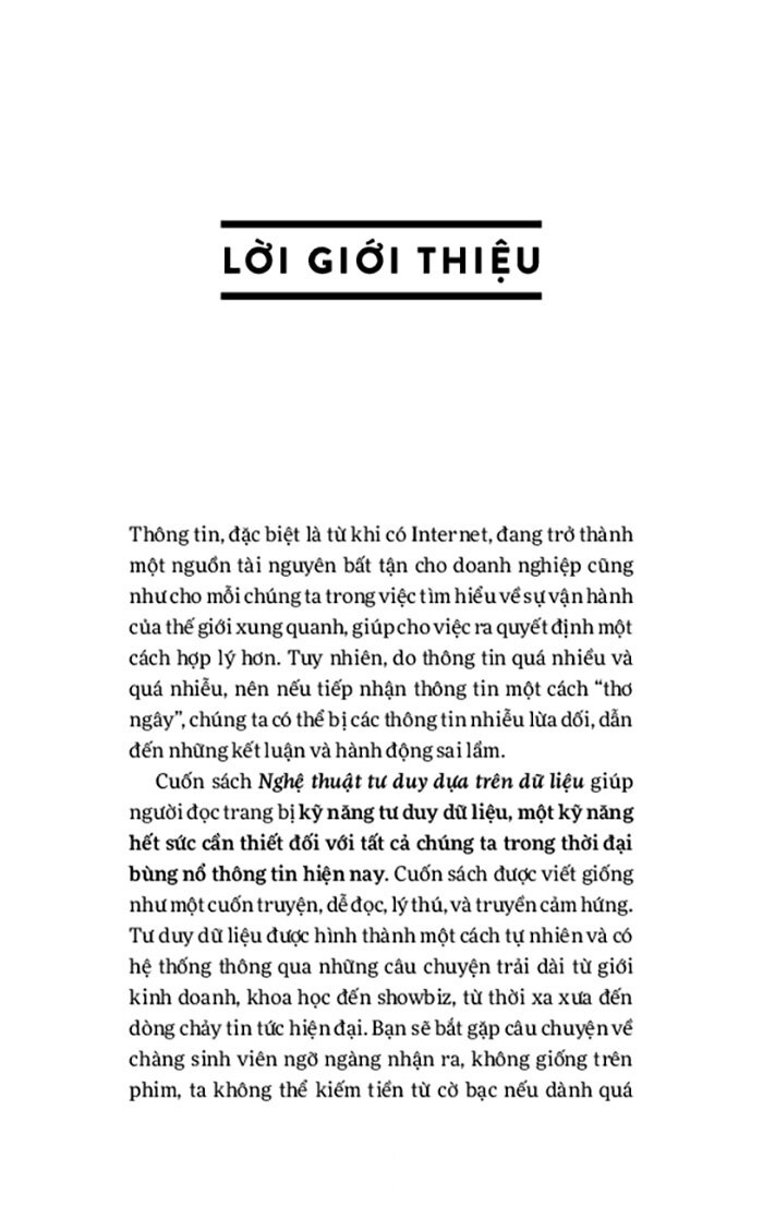 nghệ thuật tư duy dựa trên dữ liệu - để ra quyết định thông minh hơn trong một thê giới không chắc chắn