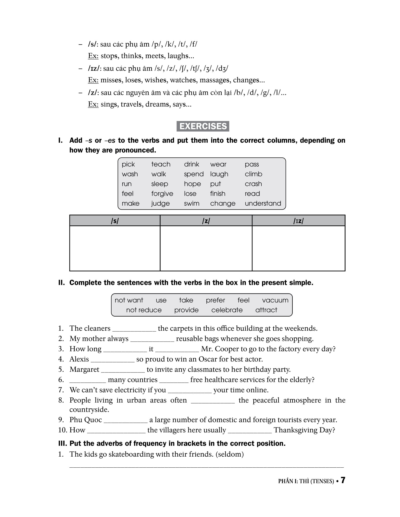 ngữ pháp tiếng anh 7 (theo chương trình khung của bộ giáo dục và đào tạo)